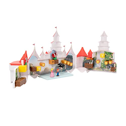 THE SUPER MARIO BROS. MOVIE – Mushroom Kingdom Castle Playset with Mini 1.25” Mario and Princess Peach Figures