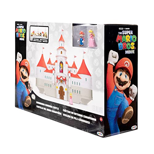 THE SUPER MARIO BROS. MOVIE – Mushroom Kingdom Castle Playset with Mini 1.25” Mario and Princess Peach Figures