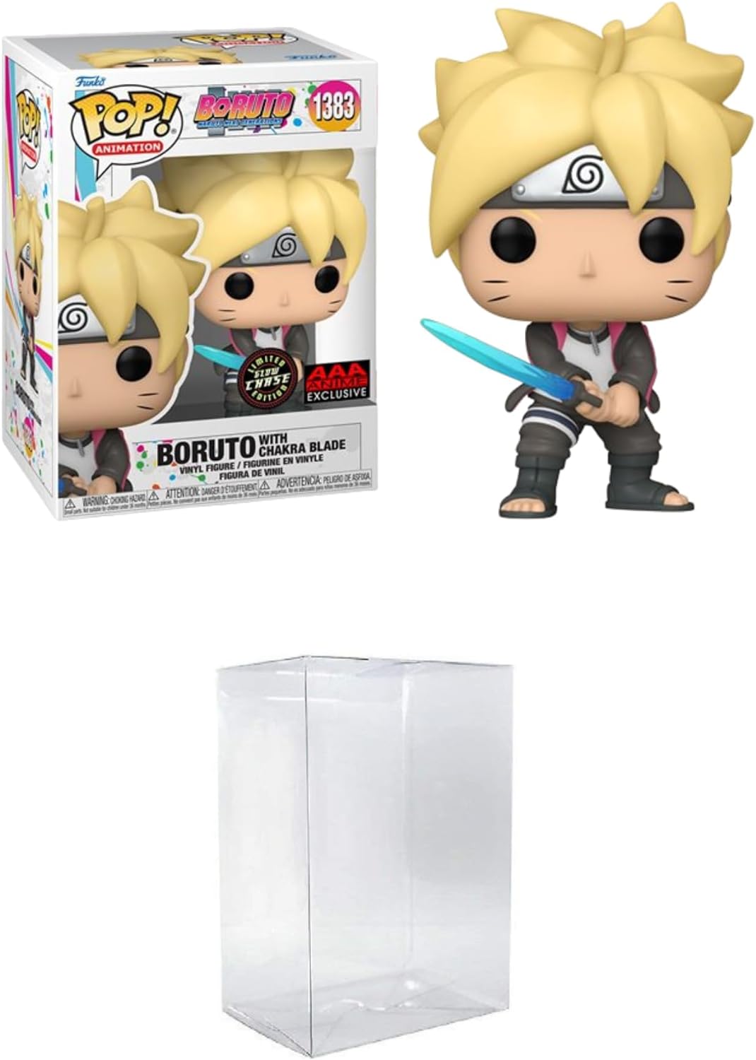 Funko Pop! Animation: Boruto - Naruto Next Generations Boruto with Chakra Blade Glow-in-The-Dark Chase AAA Anime Exclusive Bundled with a Byron's Attic Protector