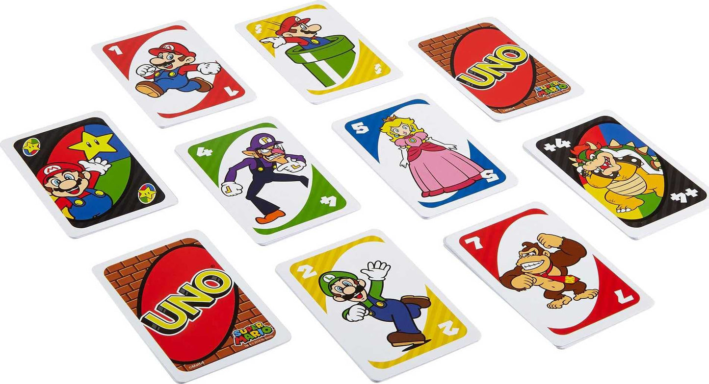 Mattel Games UNO Super Mario Card Game Animated Character Themed Collector Deck 112 Cards with Character Images, for Kids Ages 7 Years Old & Up